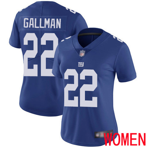 Women New York Giants #22 Wayne Gallman Royal Blue Team Color Vapor Untouchable Limited Player Football NFL Jersey